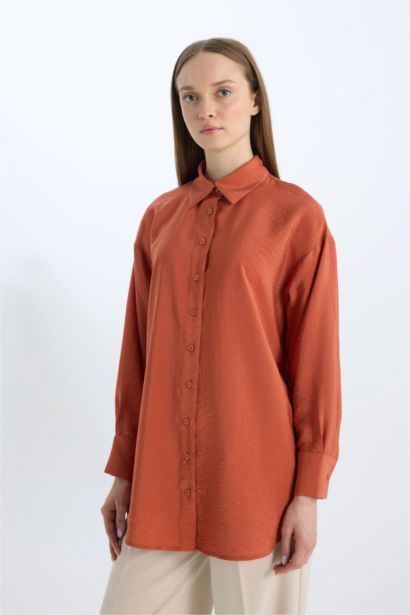 Relax Fit Basic Long Sleeve Shirt Tunic
