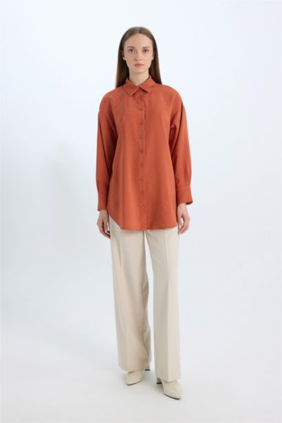 Relax Fit Basic Long Sleeve Shirt Tunic