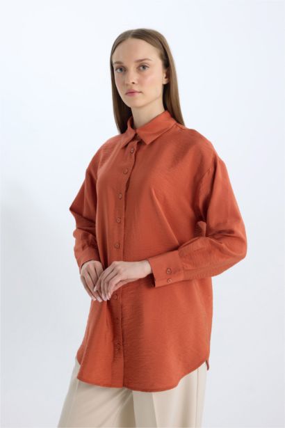 Relax Fit Basic Long Sleeve Shirt Tunic