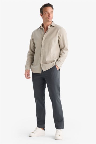 Regular Fit Pocketed Straight Leg Chino Pants