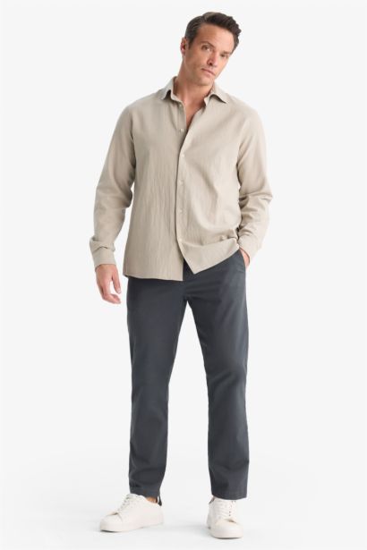 Regular Fit Pocketed Straight Leg Chino Pants