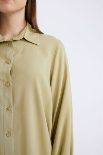 Regular Fit Viscose Shirt Collar Long Sleeve Tunic