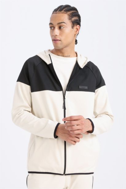 DeFactoFit Standard Fit Zippered Scuba Diver Fabric Cardigan