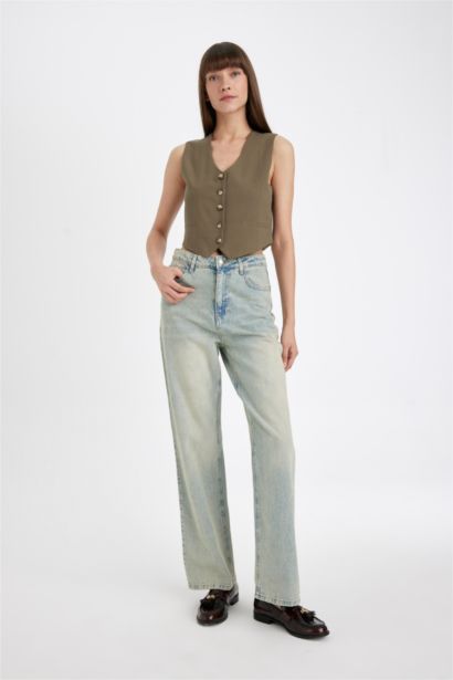 Gilet Blazer à coupe régulière à col en V Boutonné