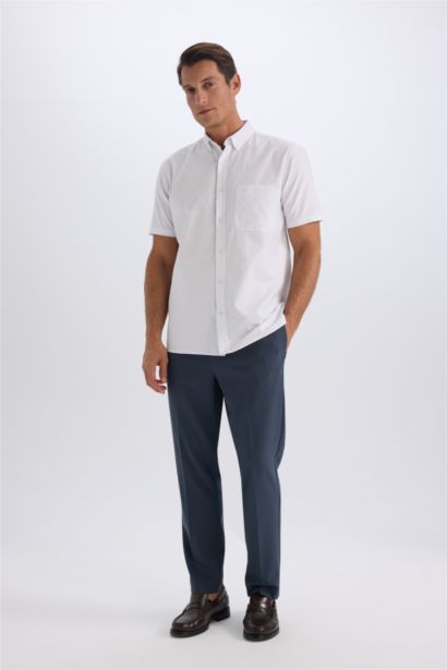 Regular Fit Polo Collar Oxford Short Sleeve Shirt