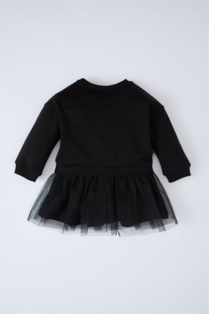 فستان بناتي ردن طويل بطبعة شعار بياخة مستديرة