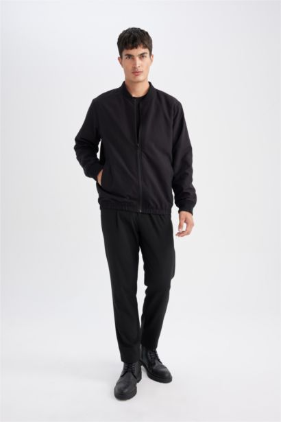 Su İtici Regular Fit Kolej Yaka Fermuarlı Cepli Mevsimlik Baharlık Bomber Mont