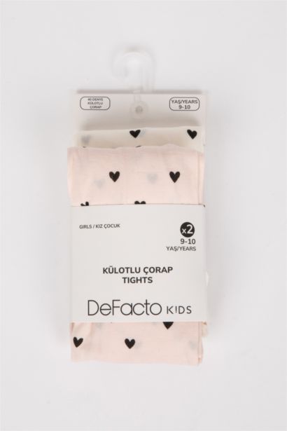 Колготки с принтом для девочек, 2 пары