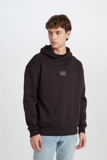 Boxy Fit Printed Long Sleeve Hoodie