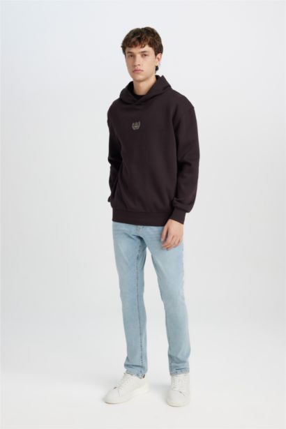 Boxy Fit Printed Long Sleeve Hoodie