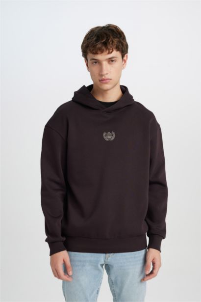 Boxy Fit Printed Long Sleeve Hoodie