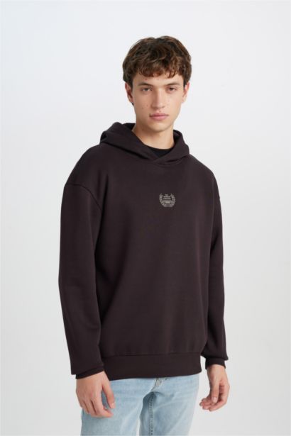 Boxy Fit Printed Long Sleeve Hoodie