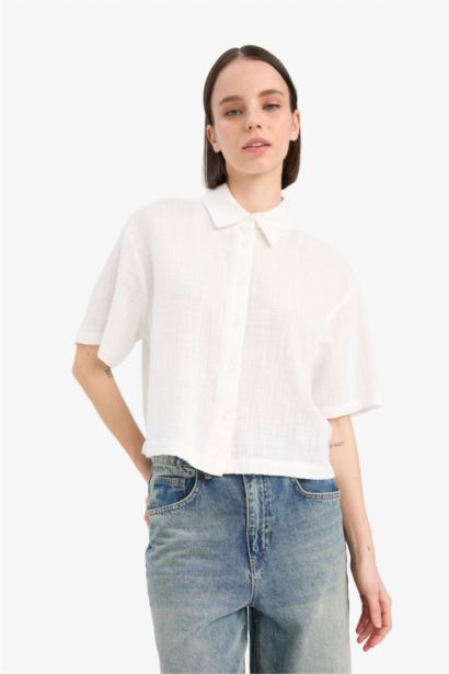 Chemise oversize à manches courtes en lin
