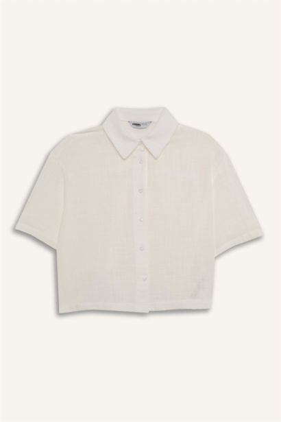 Oversize Fit Linen Look Short Sleeve Shirt