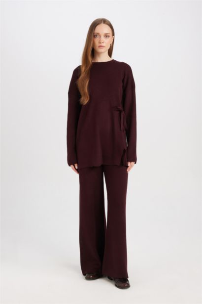 Triko Pantolon Beli Lastikli Cepli Basıc Paça