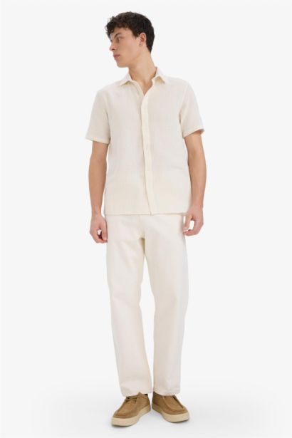 قميص نص كم قصة عادية بياقة بولو