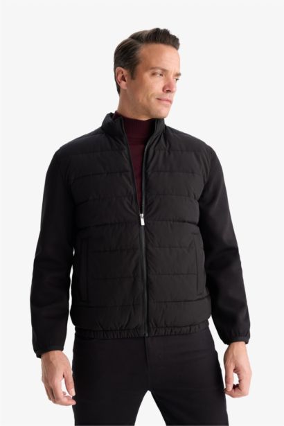 Slim Fit High Neck Zippered Puffer Jacket