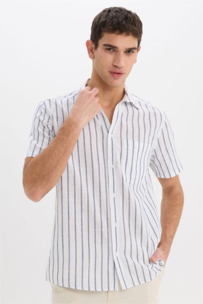 Regular Fit Polo Collar Cotton Short Sleeve Shirt
