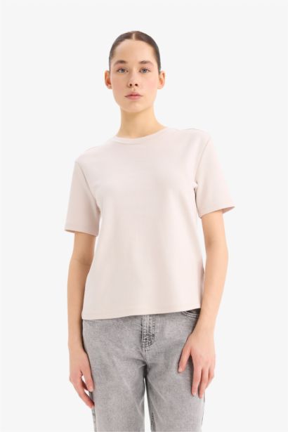 تيشيرت نص ردن سادة بيزك قصة عادية وياخة مستديرة