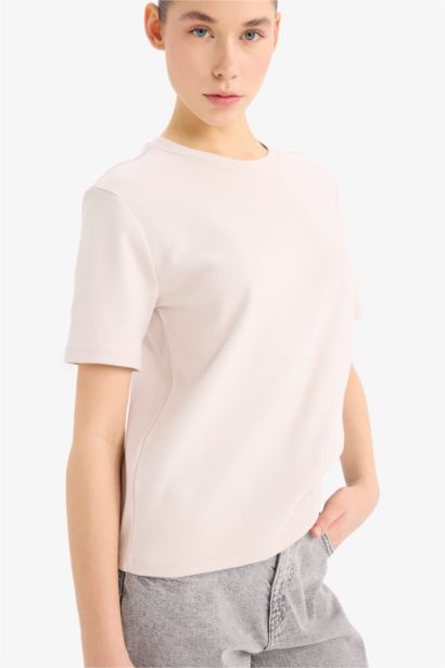 تيشيرت نص ردن سادة بيزك قصة عادية وياخة مستديرة