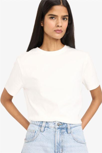 Regular Fit дөңгелек жағалы қысқа жеңді футболка