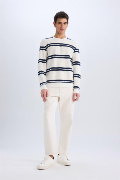 Regular Fit Bisiklet Yaka Dokulu Sweatshirt