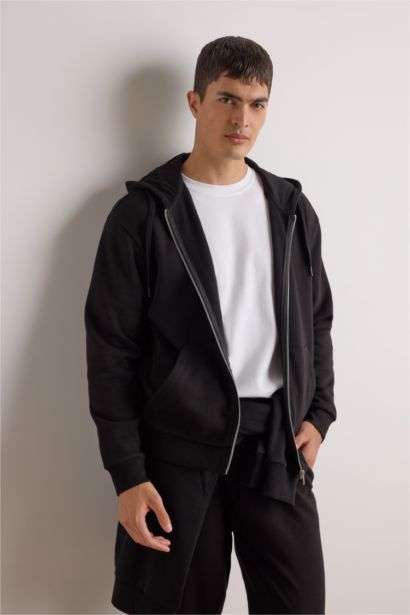 Comfort Fit Hooded Soft Lining Basic Sweatshirt