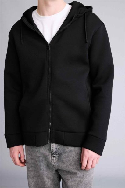 Relax Fıt Kapüşonlu İçi Yumuşak Tüylü Kalın Kumaş Hırka