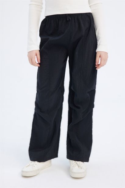 Beli Lastikli Düz Paça Paraşüt Pantolon Kız Çocuk