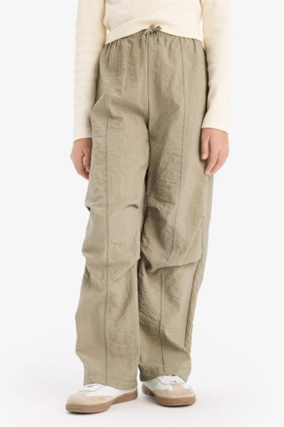Pantalon parachute droit à taille élastique pour fille