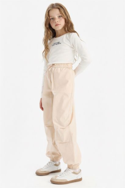 Paraşüt Jogger Paça Pamuklu Pantolon Kız Çocuk