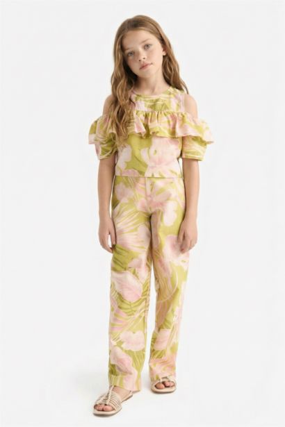 Pantalon large en coton imprimé pour fille