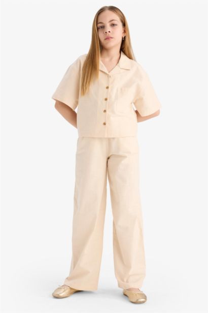 Pantalon large en coton avec taille élastique pour fille