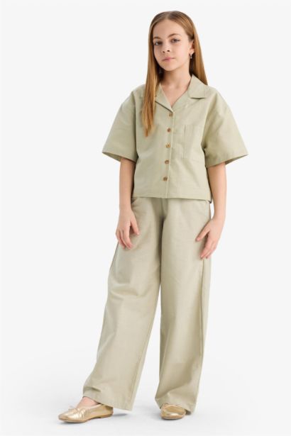 Детские хлопковые брюки с широкими штанинами и эластичным поясом