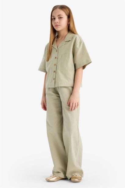 Детские хлопковые брюки с широкими штанинами и эластичным поясом