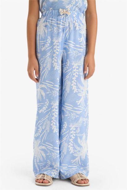 Pantalon palazzo large à motif fleuri pour fille