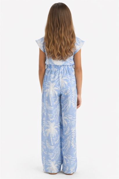Pantalon palazzo large à motif fleuri pour fille