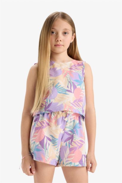 Short imprimé à taille élastique pour fille