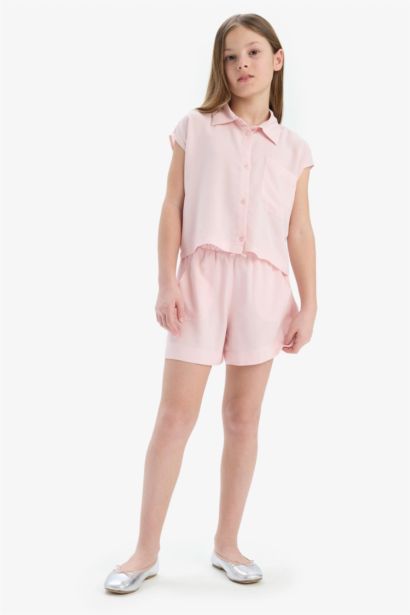 شورت بناتي قصير فيسكوز بخصر مطاطي