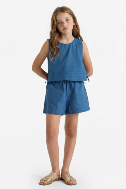 Short en coton à taille élastique pour fille