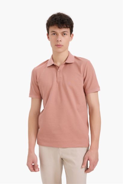 Regular Fit Short Sleeve Waffle Polo T-Shirt