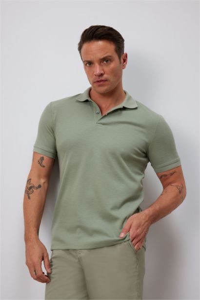 Regular Fit Short Sleeve Waffle Polo T-Shirt