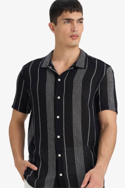 Regular Fit Polo Collar Cotton Short Sleeve Shirt