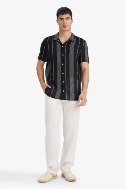 Regular Fit Polo Collar Cotton Short Sleeve Shirt