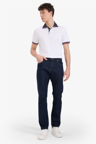 %100 Pamuk Slim Fit Dar Kesim Polo Yaka Kısa Kollu Tişört