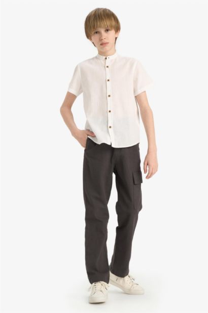 Boy Standard Leg Linen Blended Trousers