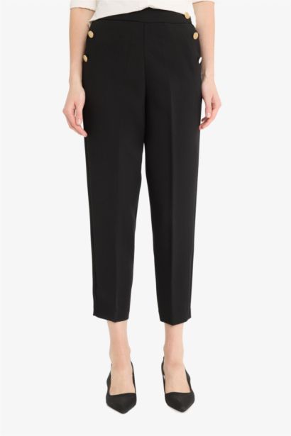 Carrot Fit High Waist Straight Leg Trousers