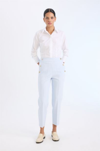 بنطرون كاروت فيت برجل عادي بجيب وخصر عالي