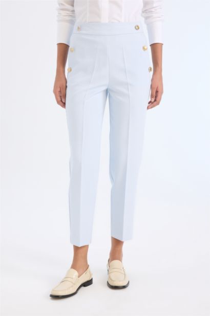 بنطرون كاروت فيت برجل عادي بجيب وخصر عالي