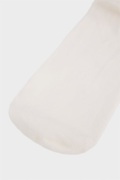 Kadın Çiçek Aksesuarlı Penye Pamuklu Premium Uzun Çorap